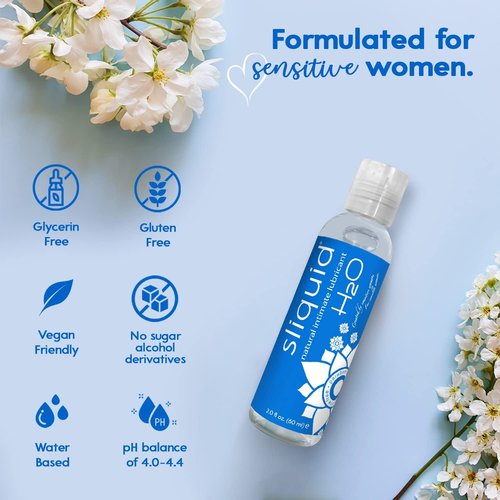 Sliquid H2O Water-Based Lubricant - Natural, Glycerin-Free Personal Lube | 2 Oz Clear & Unscented
