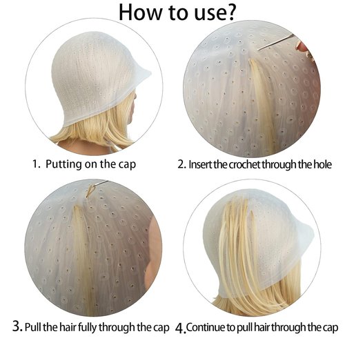 Skiennix Silicone Highlight Cap Set - Professional Reusable Hair Coloring Tool with Hook | Unisex
