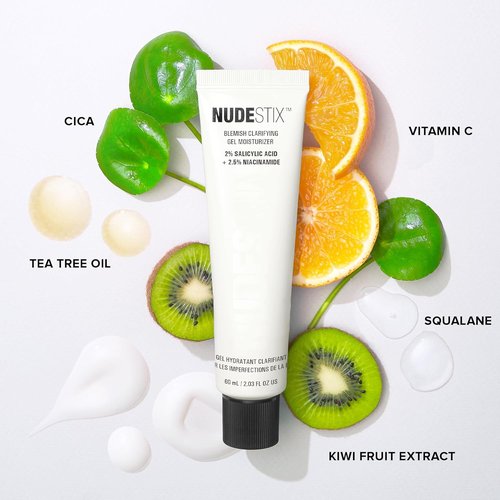 Nudestix Blemish Clarifying Gel Moisturizer - Lightweight Salicylic Acid Acne Treatment with Niacinamide & Cica | Hydrating Vegan Daily Face Moisturizer for Clear Skin