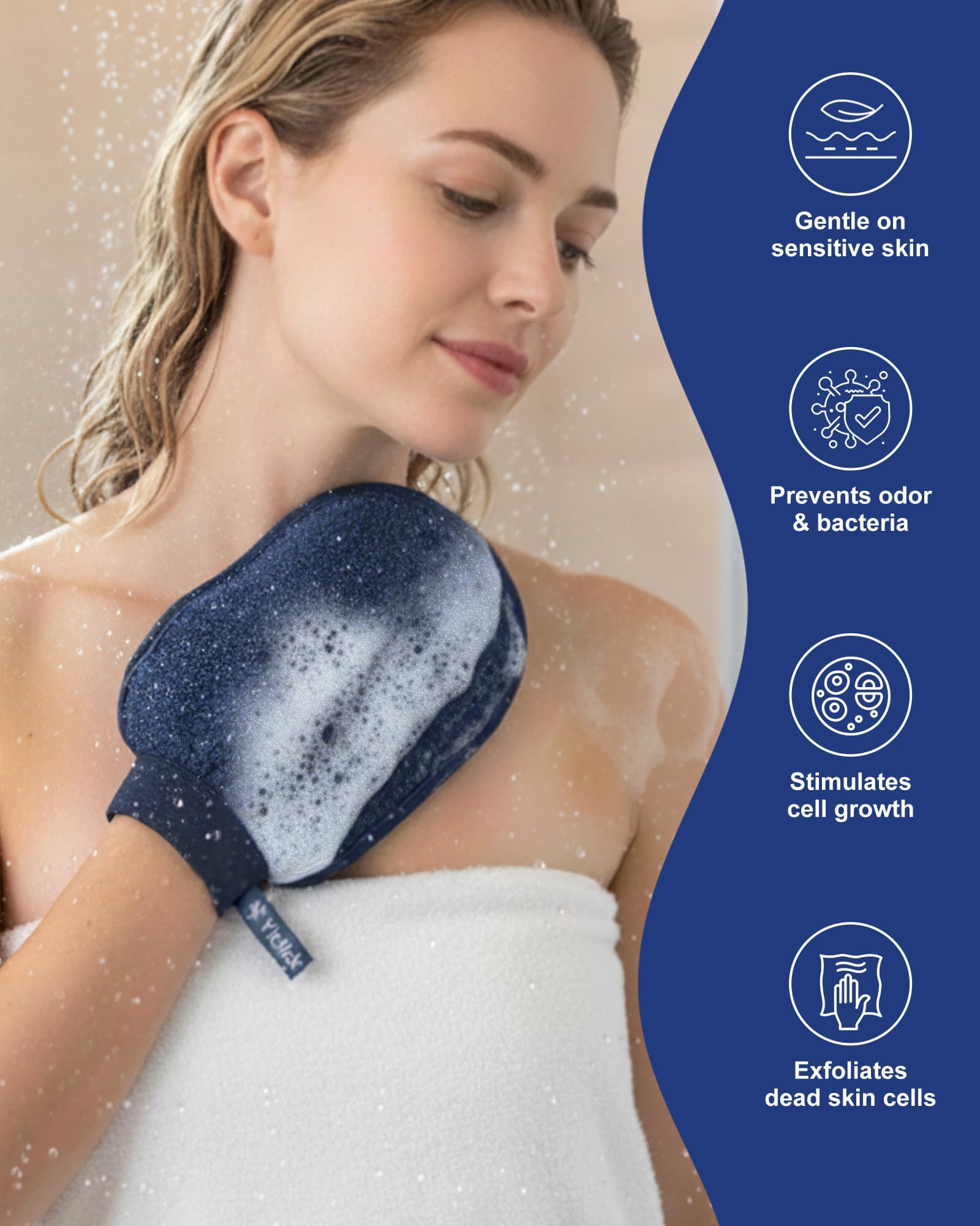 Yiclick Heavy Exfoliating Gloves, Exfoliating Body Scrubber Exfoliator, Korean Exfoliating Mitts for Dead Skin Remover, Body Scrub Mitt for Bath Shower, Exfoliate Gloves for Hand Leg Exfoliation