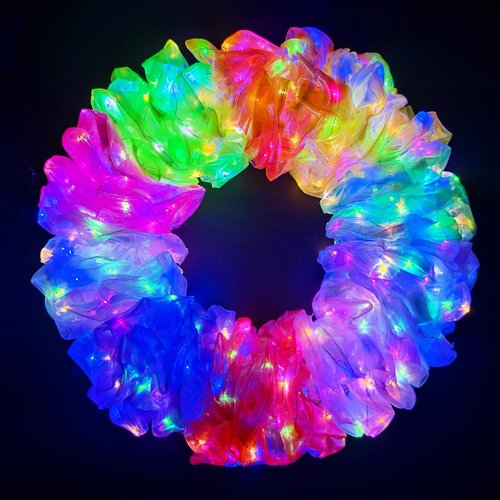 40 PCS Light up Scrunchies, 3 Glow Mode, Hair Accessories for Women, Glow in the Dark Party Supply for Festival Rave Slumber Party