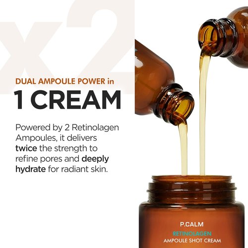 P.CALM Retinolagen Ampoule Shot Cream - Vegan Collagen & Bakuchiol for Pore Tightening | 60ml