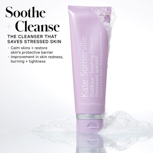 Kate Somerville DeliKate Soothing Cleanser - Hydrating Face Wash for Sensitive Skin, 4 Fl Oz | Relieves Redness & Irritation