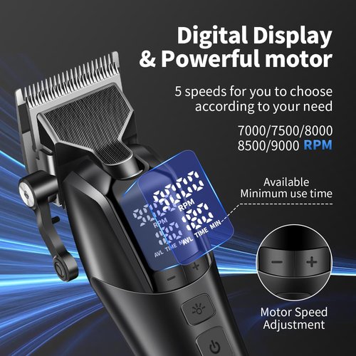 KEMEI Professional Hair Clippers for Men, Cordless Hair Cutting Kits，Rechargeable Hair & Beard Trimmer Barber Clippers, KM-1858