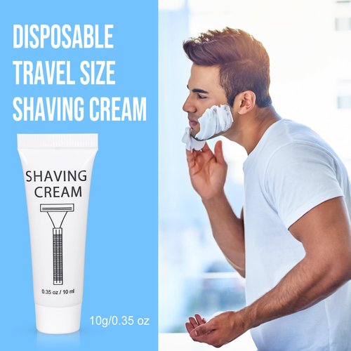 SLequipo Pack of 100 Disposable Shaving Cream Bulk, Individually Wrapped, 10g/0.35 oz, Travel Size Hotel Toiletries Amenities