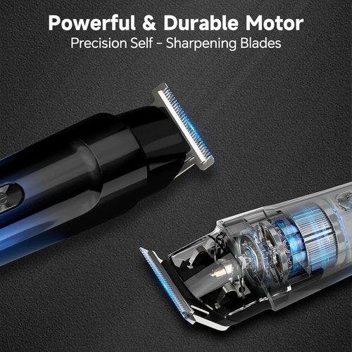 Skiennix Beard Trimmer - 5-in-1 Cordless Hair Clipper Kit with Waterproof Foil Razor | Precision Grooming (Blue)