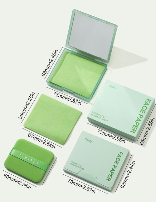 Oil Blotting Paper - 300 Sheets with Mirror, Puff & Refills, Absorbs Excess Face Oil, Controls Shine, Saves Makeup, The On-the-Go Essential for a Flawless, Matte Finish All Day