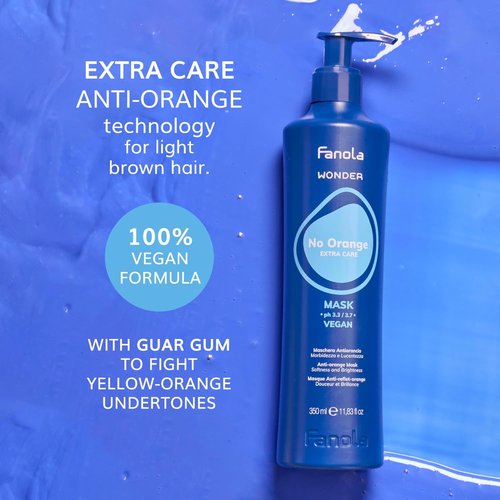 Fanola Wonder No Orange Hair Mask - Blue Toner for Brassy Hair - Deep Conditioning Vegan Formula | 11.83oz