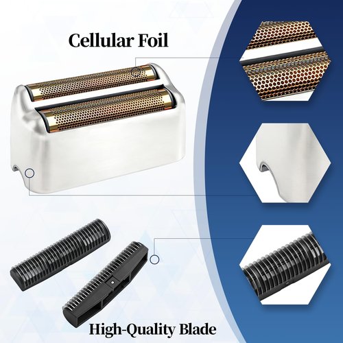 2 Pack Shaver Replacement Foil and Cutters Compatible with BaBylissPRO Double FXFS2 Metal Shaver foil Replacement,Silver