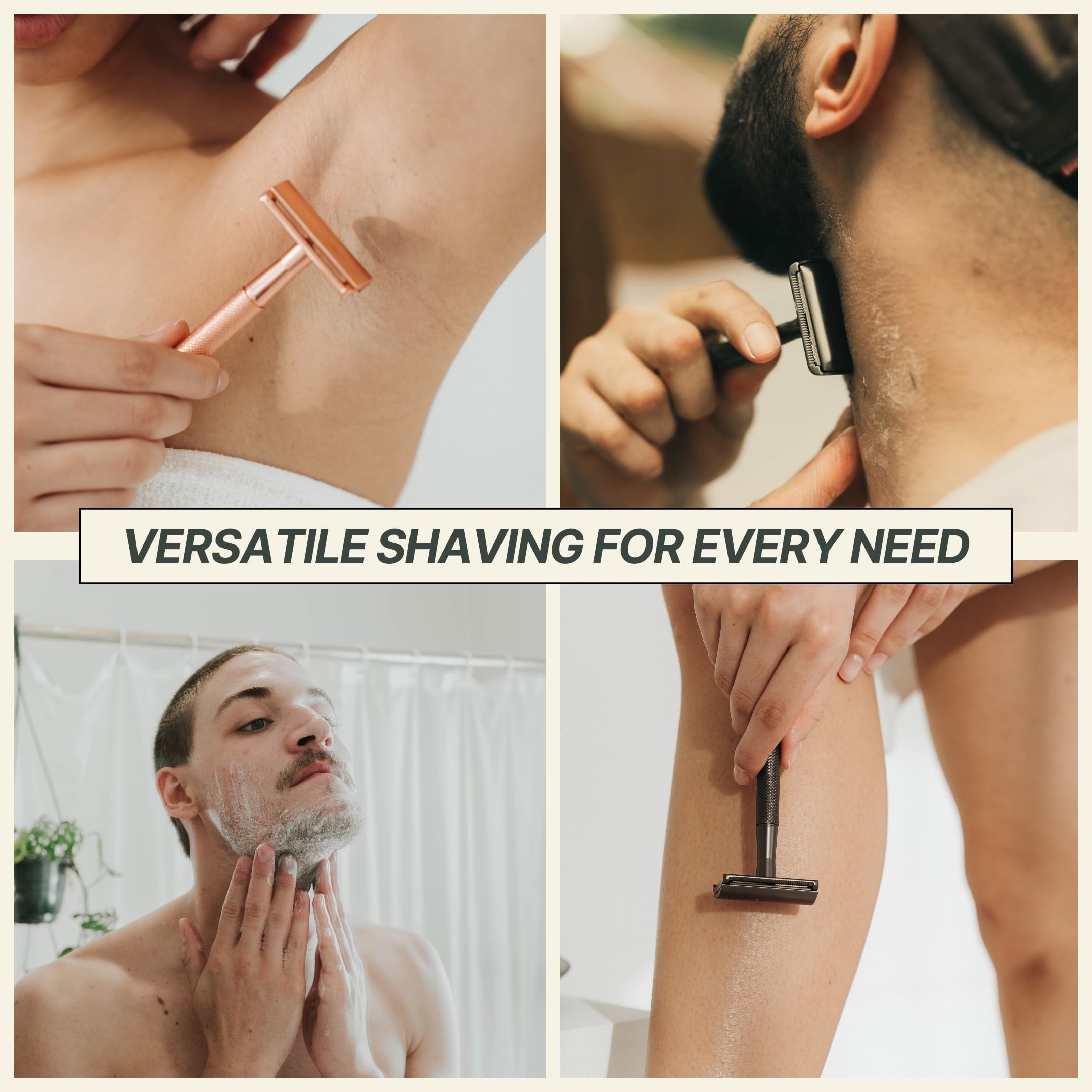 Zero Waste MVMT Single Blade Safety Razor for Men & Women (Rose) Premium Aluminum Handle, Reusable & Plastic-Free – Smooth, Close Shave with Less Irritation – With 10x Blades & Travel Bag - Rose Gold