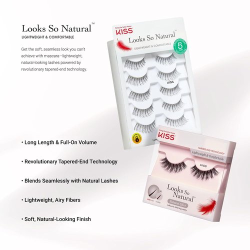 KISS So Wispy False Eyelashes - 12mm, Easy to Apply & Reusable | Includes 5 Pairs of Lashes
