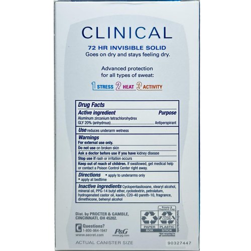 Secret Clinical Strength Invisible Solid Deodorant (1.6 oz., 3 pk.)