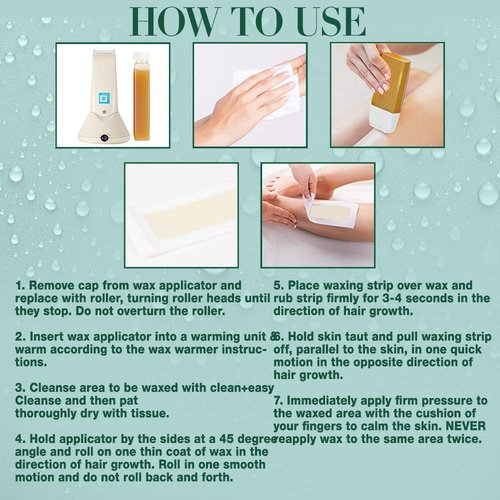 Clean + Easy Large Wax Roller Heads – Roll On Wax Refill Applicators, Compatible with Wax Cartridges for Legs & Body Hair Removal, 3 Pack