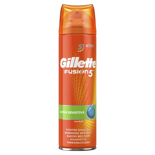Gillette Fusion5 Ultra Sensitive Men's Shaving Gel 200 ml, Leaves Skin Feeling Clean and Comfortable