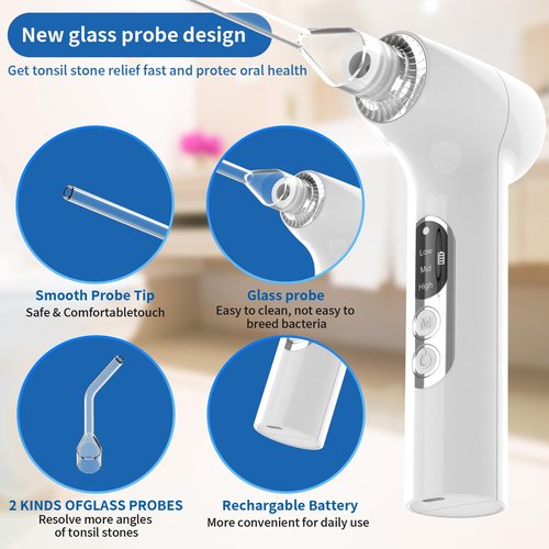 Sinkawa Upgraded Electronic Tonsil Stone Remover，10 in 1 Tonsil Stone Removal Kit，Tonsil Stone Vacuum with Built-in Blue Light，Easy to Use, Fight Bad Breath, Instant Suction