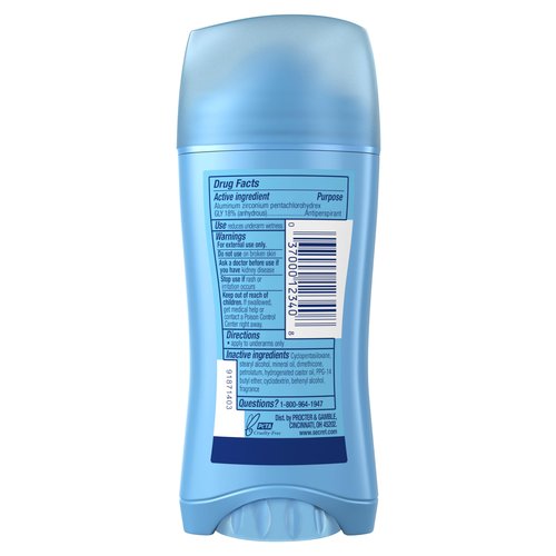 Secret Antiperspirant and Deodorant for Women, 24hr Sweat & Odor Protection, PH Balanced Protection, Gentle on Skin, Invisible Solid, Unscented, 2.6 oz (Pack of 3)