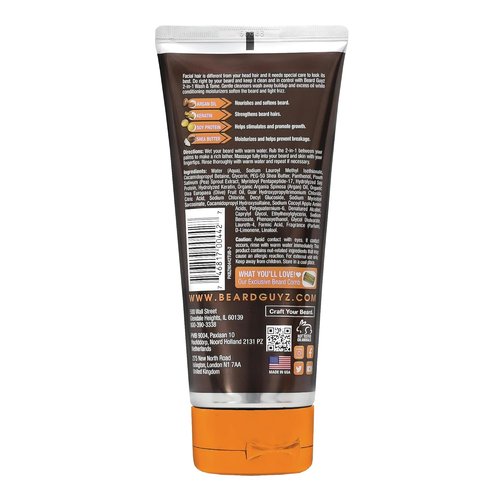 Beard Guyz 2-in-1 Beard Wash & Conditioner - Deep Cleansing Shampoo for Softening & Taming - 6.7 oz