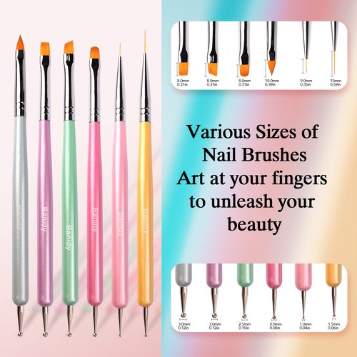 Nail Art Brushes for Gel Art Design Brush Tools Dual-Head Pen Painting Set Include Extension Brush Liner Brush Dotting Pen for DIY Manicure Polish