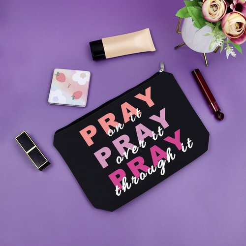 Sazuwu Christian Gifts: Black Makeup Bag - Faith & Inspirational Gifts for Women, Mom, Birthday & Christmas
