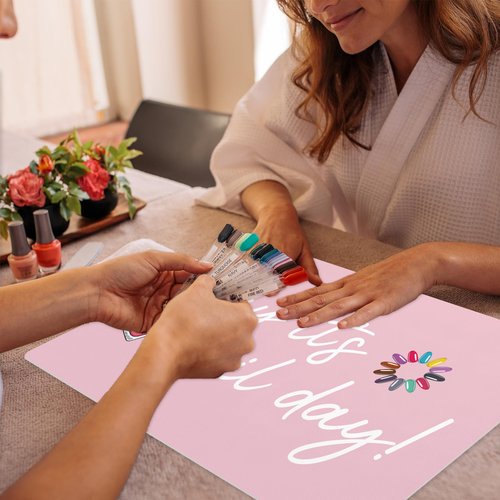 (MAT ONLY)Nail Art Table Mat, Nail Arm Rest Pad for Acrylic Nails, Dual Side PU Leather Nail Art Hand Rest Pillow Mat, Manicure Pad Nail Table Desk Mat for Nails Tech Salon Home Use Yay It's Nail Day