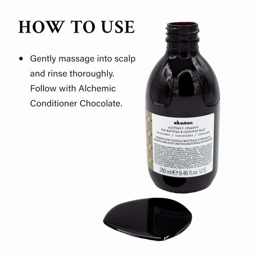 Davines Alchemic Shampoo - Color Enhancing Cleanser for Dark Brown & Black Hair | 9.47 Fl Oz