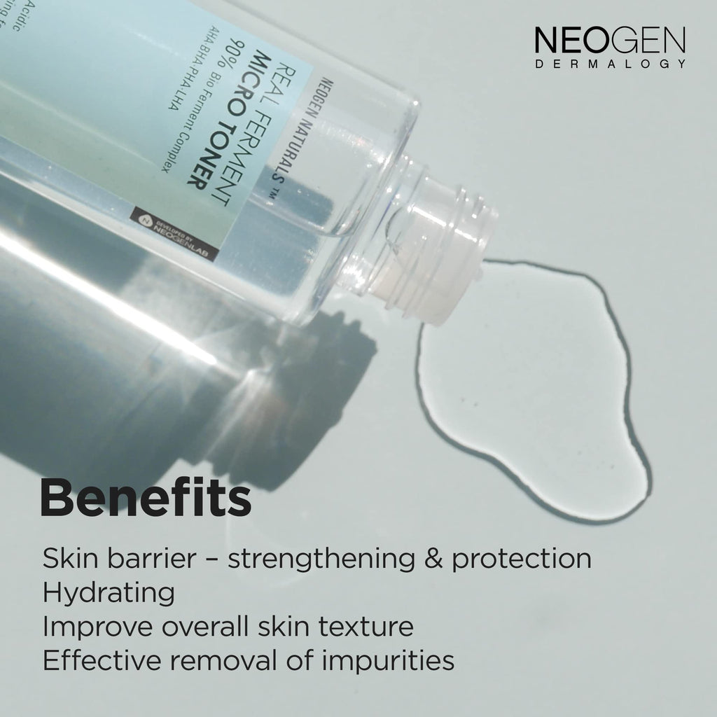 [K-Beauty] Neogen Dermalogy Real Ferment Micro Toner | Gentle Face Toner w/Triple Hyaluronic Acid & AHA, BHA, PHA, LHA Gentle Exfoliation 5.07 fl oz