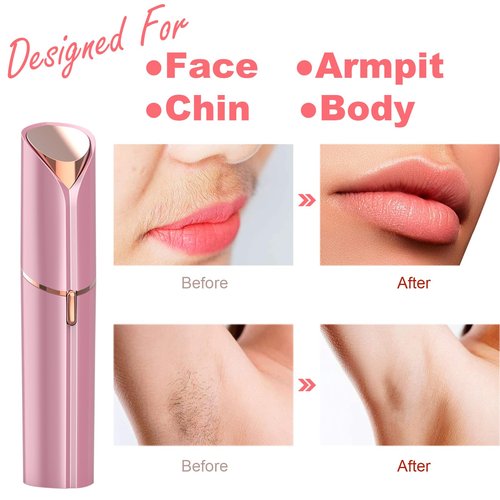LAIKME Facial Hair Remover for Women - Lady Removal Shaver - USB Rechargeable Lady Face Epilators Trimmer for Face Lips Chin Peach Fuzz Arms Legs