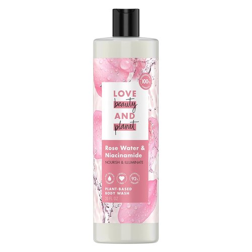 Love Beauty and Planet Body Wash - Nourishing Rose Water & Niacinamide, 20 fl oz | Plant-Based & Biodegradable