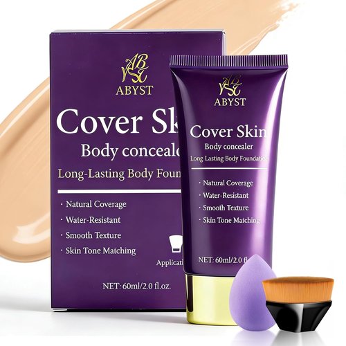 Skiennix Body Coverage Perfector - Waterproof Makeup with Brush & Puff - Full Coverage for Tattoos & Scars (2.0oz Natural Beige)