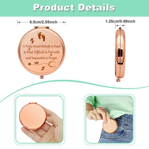 Nurse Gift Midwife Gifts Compact Makeup Mirror Doula Thank You Labor Delivery Nurse Present Appreciation Present for OB Doctor Pocket Makeup Mirrors Nurse's Day Birthday Retirement