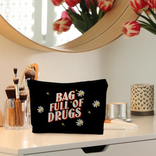 RYYCDOI Full of Drugs Funny Makeup Bag for Women, Funny Gifts for Women, Funny Gifts for Patients, Medicine Pill Drugs Cosmetic Bag Makeup Pouch for Traveling