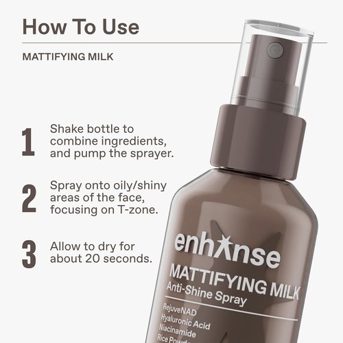 RejuveNAD Mattifying Milk Anti-Shine Spray - Hydrating Hyaluronic Acid & Rice Powder, 3.4 Fl Oz