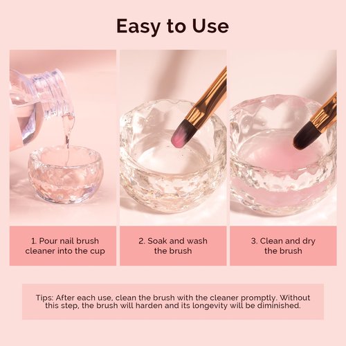 MelodySusie Nail Brush Cleaner, Acrylic Gel Nail Brushes Cleaning & Restoration Wax and Gel Removing Solution for Manicure Salon at Home 80ml/2.71fl.oz