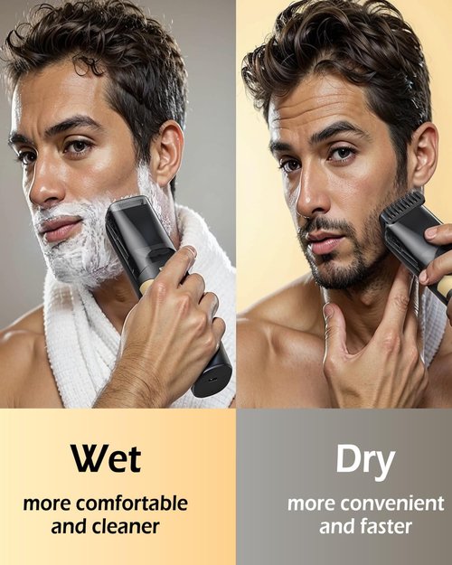 ENSSU Beard Trimmer for Men - Rechargeable Waterproof Electric Trimmer with Auto-Vacuum & Adjustable Length (1-20mm)