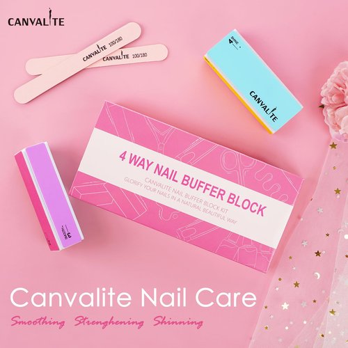 Canvalite Nail Files and Buffers, Shapes/Smooths/Shines Multi-Functional File & Polishing Buffing Block with 100/180 Grit Emery Boards, 14pcs Manicure Kit Natural Nail Care