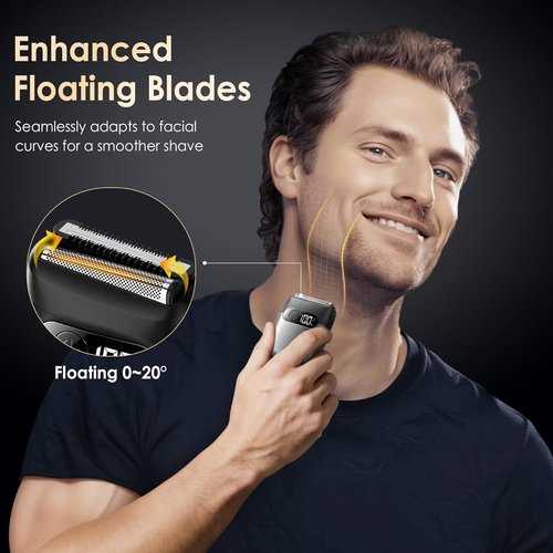 Skiennix Electric Razor - Foil Shaver & Beard Trimmer | IPX7 Waterproof, Fast Charge, Charcoal Black