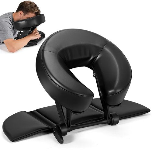 Hdenmist Face Down Tabletop Massage Kit, Adjustable Massage Headrest Face Cradle with Hand Rest Pad Universal Table Face Pillow for Office Desk & Spa Table Bed, Portable Ergonomic - Black