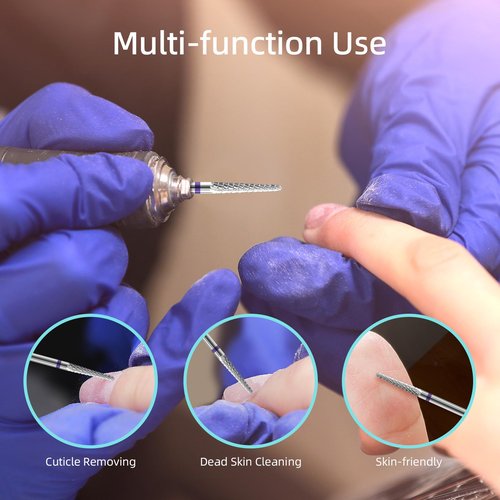 HYTOOS Small Cone Cuticle Clean Nail Drill Bits, 3/32" 2mm Conical Carbide Nail Bit, Professional Safety Under Nails Cleaner for Cuticle Dead Skin, Electric Manicure Accessories, Medium