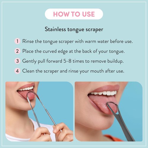 Éclat Stainless Steel Tongue Scraper - Travel Case Included | Flexible & Durable Oral Hygiene Tool (Twin U Shape x2)