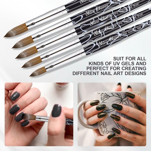 Kolinsky | Acrylic Nail Art Brush Size 10 - 100% Pure Hair for Professional Manicure & DIY Salon, Black