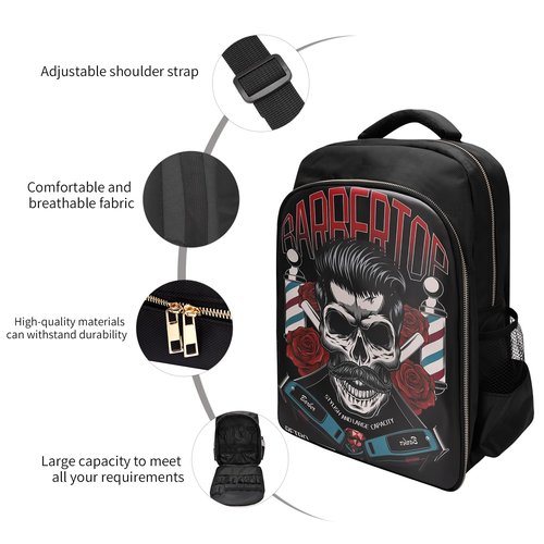 Barber Supplies Clippers Backpack for Hairdresser, with Barber Cape & Barber Brush, Large Travel Bag Zipper, Water Proof Barber Accessories of Professional Hair Cutting Tools Backpack