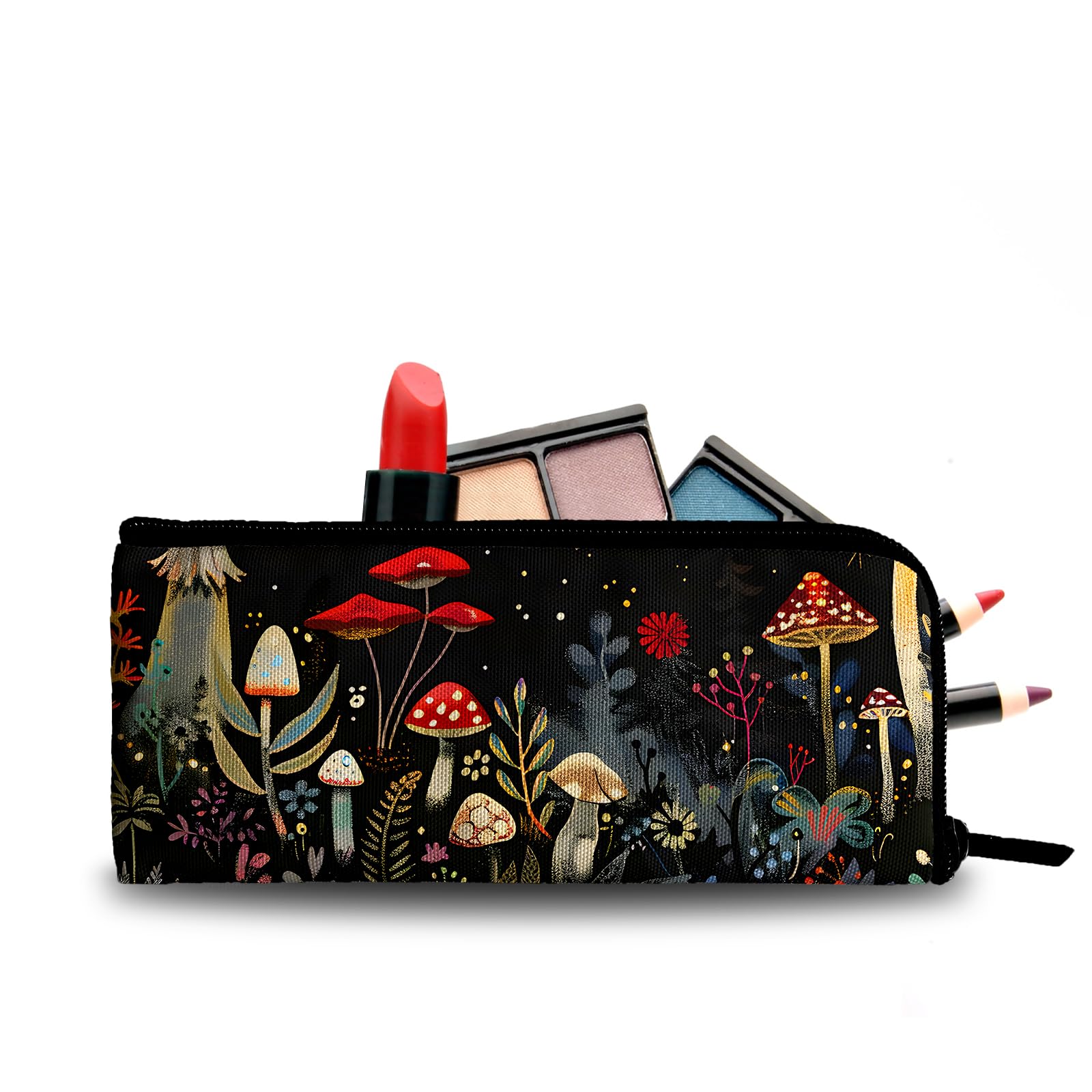 xiaotcq Mushrooms Makeup Bag Cosmetic Bag for Women,1Pcs Large Capacity Makeup Bags and 1Pcs Pencil Case Makeup Brushes Storage Bag Travel Toiletry Bag Organizer