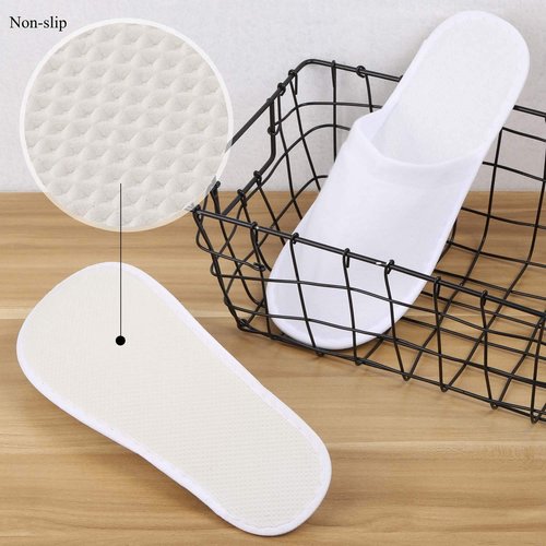 Tbestmax 24 Pair Spa Flip Flops Disposable Slippers for Hotel Guests Women, Men Closed Toe Super Comfort White