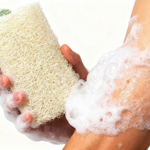 HVB Natural Loofah Exfoliating Bath Scrub, Bath Sponge, Unisex, Suitable for Both Body and Facial Use, Excellent Cleaning Effect. Pack of 4 (1 Box)