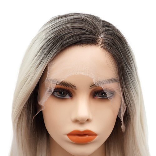 LUSHY BEAUTY Hair Synthetic Lace Front Wig Straight Super Long 28inch Dark Root Light Blonde Pink Ombre Heavy Density Heat Resistant Realistic Wig