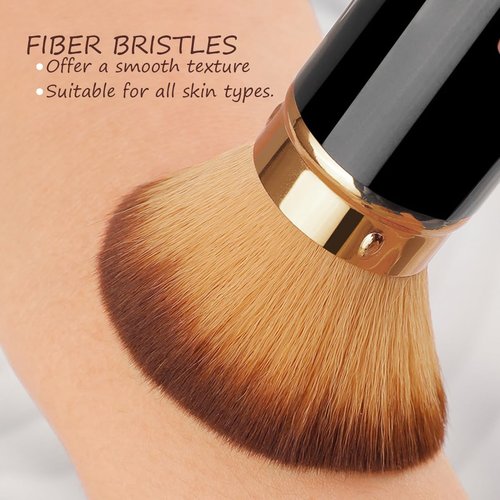 Skiennix Retractable Kabuki Brush - Portable Travel Makeup Brush for Flawless Foundation & Blush (Black)