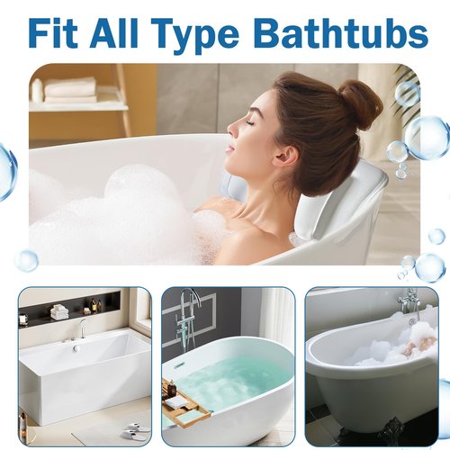 EMMTEEY Full Body Bath Pillow for Tub,Bathtub Pillow for Head and Neck Support, Soft Tub Pillow for Comfort, Non-Slip Bath Cushion for Women, Men and Seniors Bath Accessories