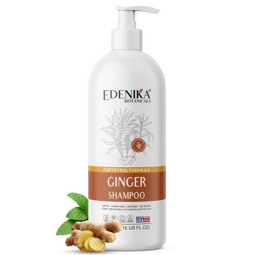 Edenika Botanicals Ginger Root Shampoo - Fortifying Biotin Formula for Hair Regrowth | 16 fl oz