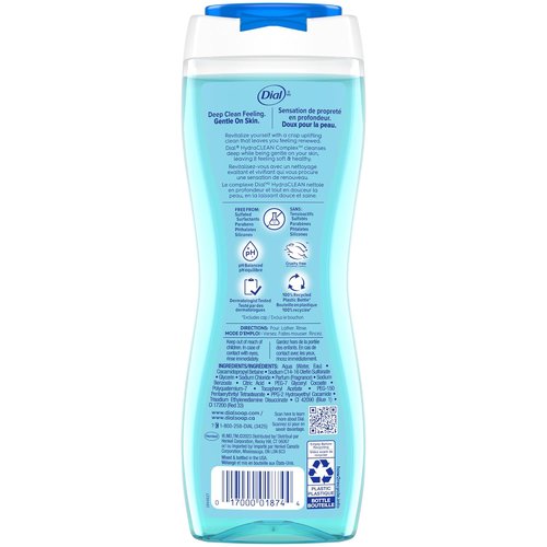 Dial Body Wash - Refresh & Renew Spring Water with Hydraclean Complex | 16 Fl Oz (Pack of 4)