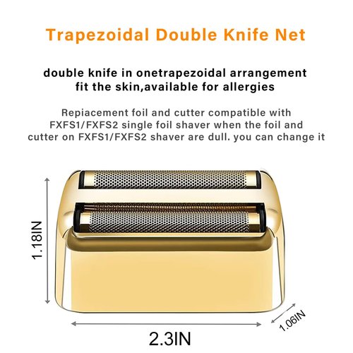 4 Pcs Replacement Foil and Cutters Compatible with BaBylissPRO Double Foil Shaver, Replacement Foil Compatible with FXFS2 Shaver (Gold)